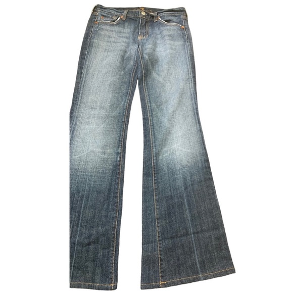 7 FOR ALL MANKIND The Stretch Flare Wide Leg Jeans With Pockets Blue Size 27 - Picture 6 of 12